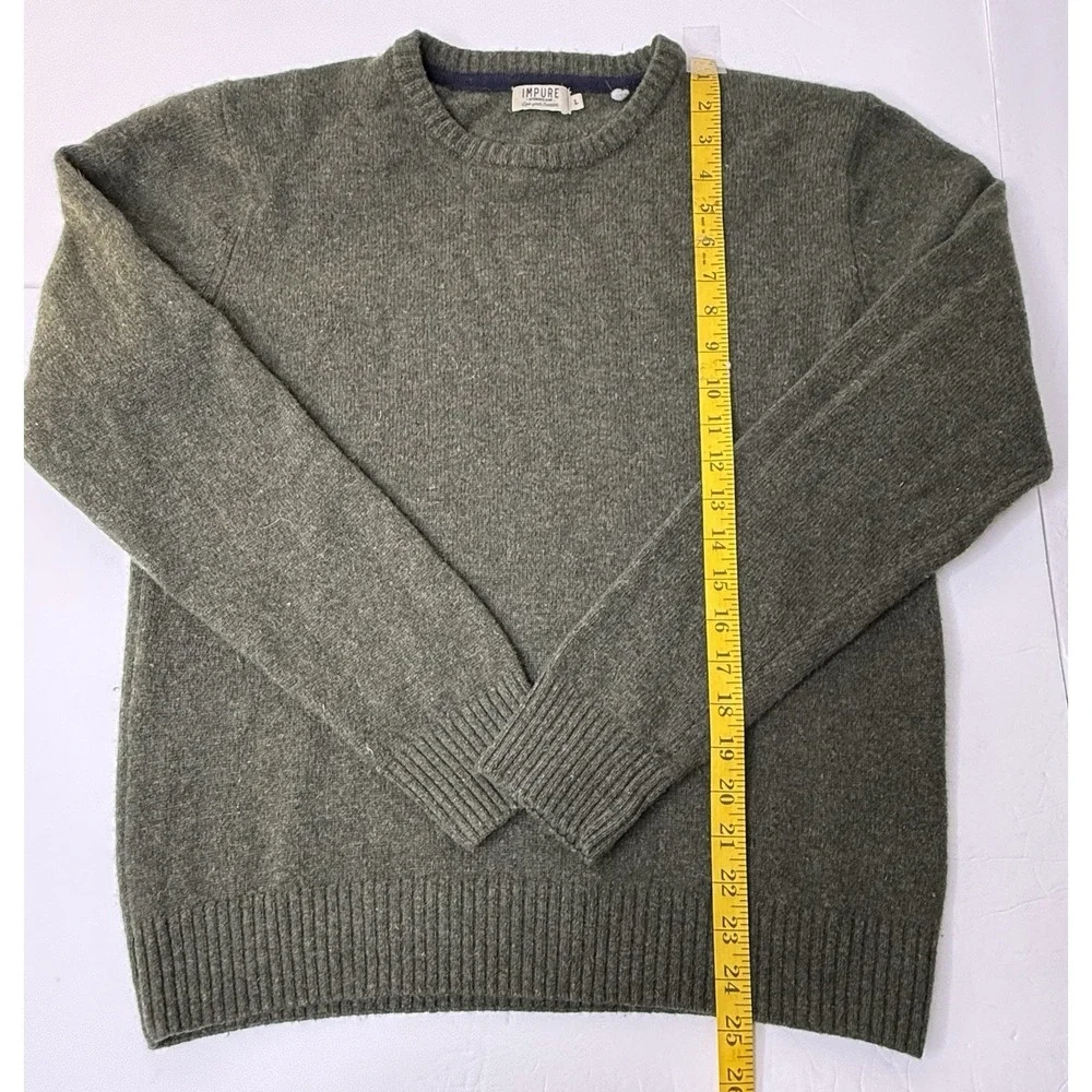 IMPURE Sweater Men's Size Large Olive‎ Green Wool Blend Preppy Hipster Workwear
